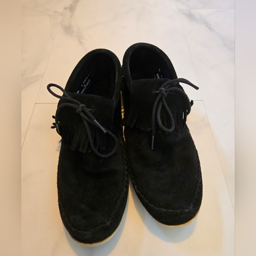 Minnetonka Black Venice Suede Fringe Ankle Boot Moccasin Size 9 - Picture 6 of 8